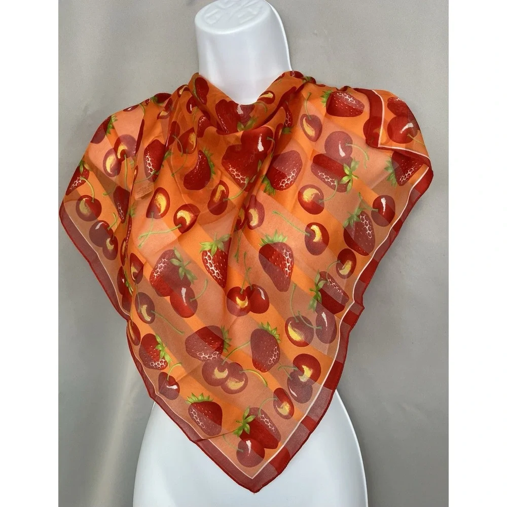 Simphony Scarfs‎ Made In Italy Polyester Strawberry & Cherry Print 20